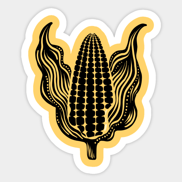 Corn on the Cob black Sticker by Rebelform